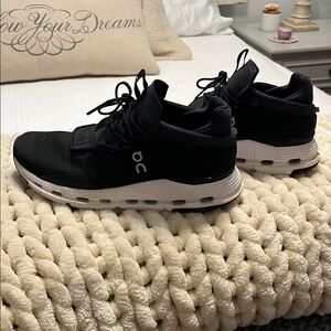 On Running Black and White Athletic Shoes